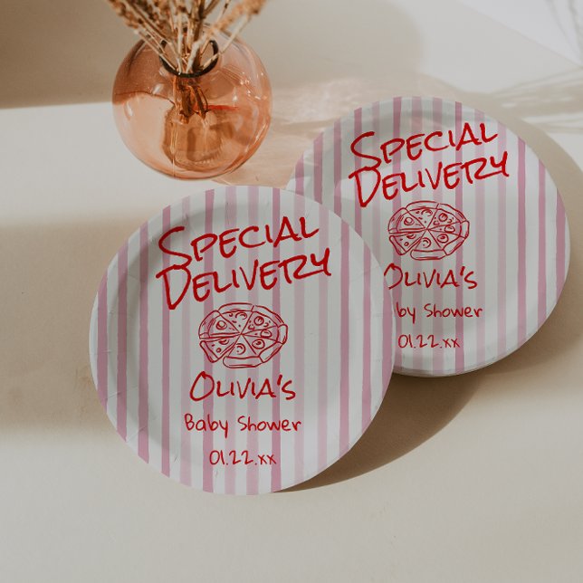 Handgezogene Pizza Red Special Kinderdusche Pappteller (Von Creator hochgeladen)