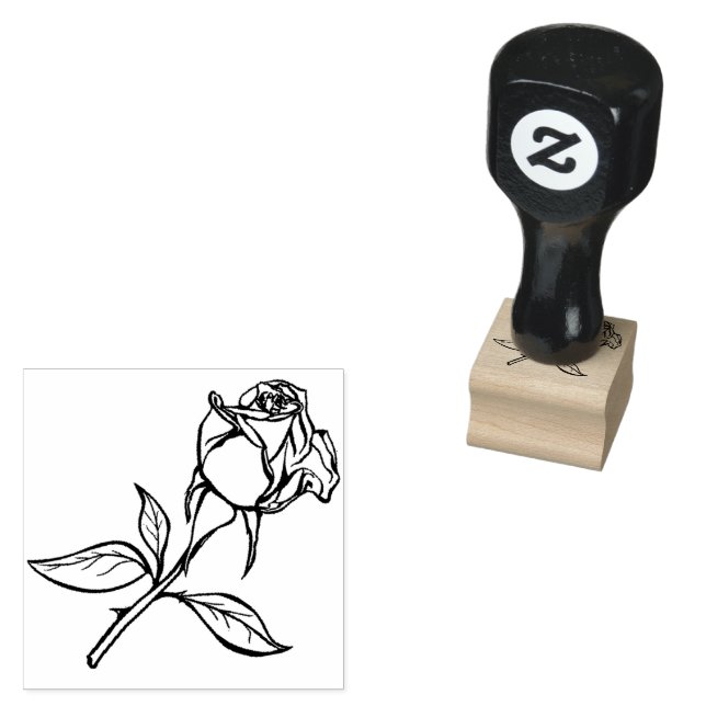 handgezogene Rose Gummistempel (Stempel)