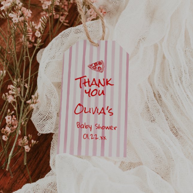 Handgezogene rote Pizza Spezielle Kinderdusche Geschenkanhänger (Von Creator hochgeladen)