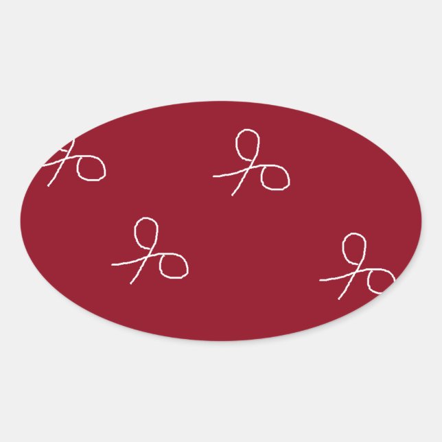 Handgezogene Schere auf Maronrot Ovaler Aufkleber (Vorderseite)