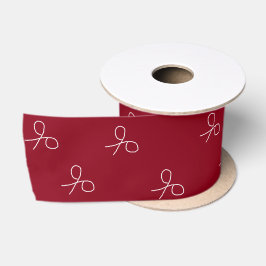 Handgezogene Schere auf Maronrot Satinband