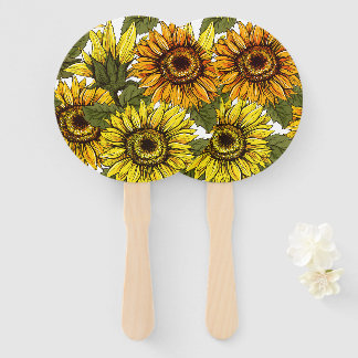 Handgezogene Sonnenblume Fächer