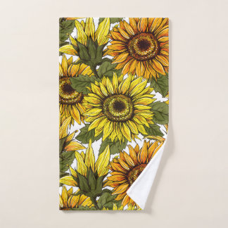 Handgezogene Sonnenblume Handtuch