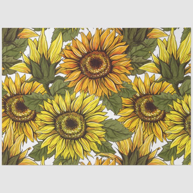 Handgezogene Sonnenblume Seidenpapier (Vorderseite)
