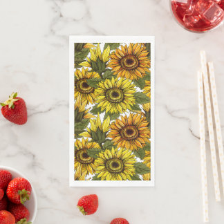 Handgezogene Sonnenblume Serviette