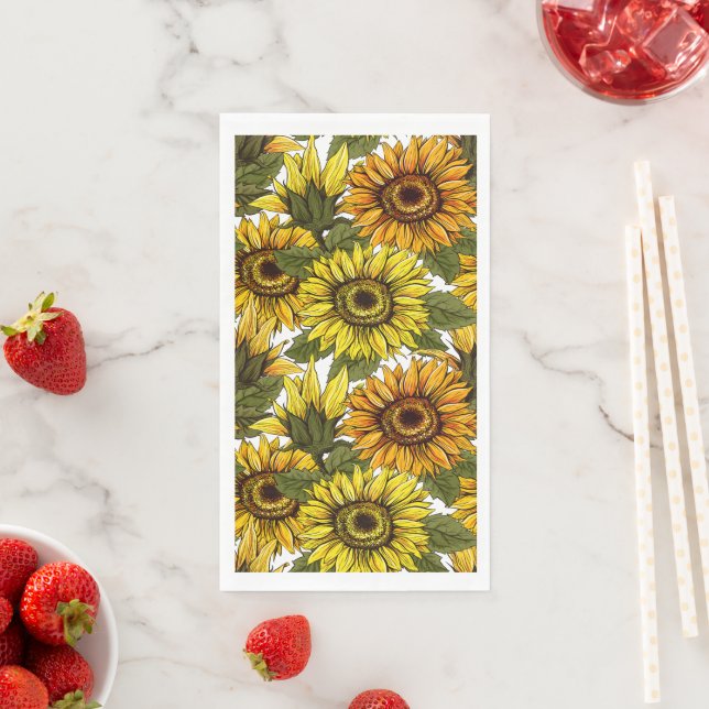 Handgezogene Sonnenblume Serviette (Beispiel)