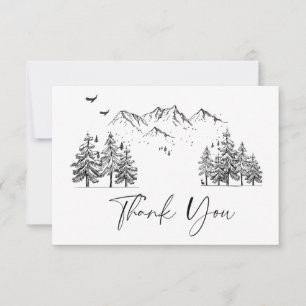 Handgezogene Waldhochzeit Dankeskarte