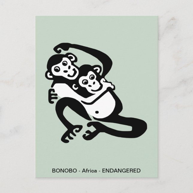 Handgezogener BONOBO-Schimpanse - Wildtiere - Prim Postkarte (Vorderseite)