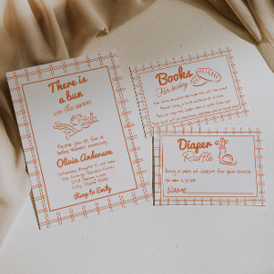 Handgezogener Bun im Ofen-Kupid-Engel-Kinderdusche Einladung