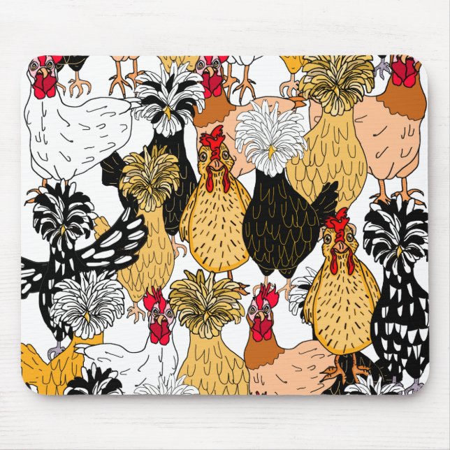 Handgezogener Cartoon Hühnerparadies Mousepad (Vorne)