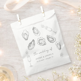 Handgezogener Champagner und Austern Gastgeschenk  Geschenktütchen
