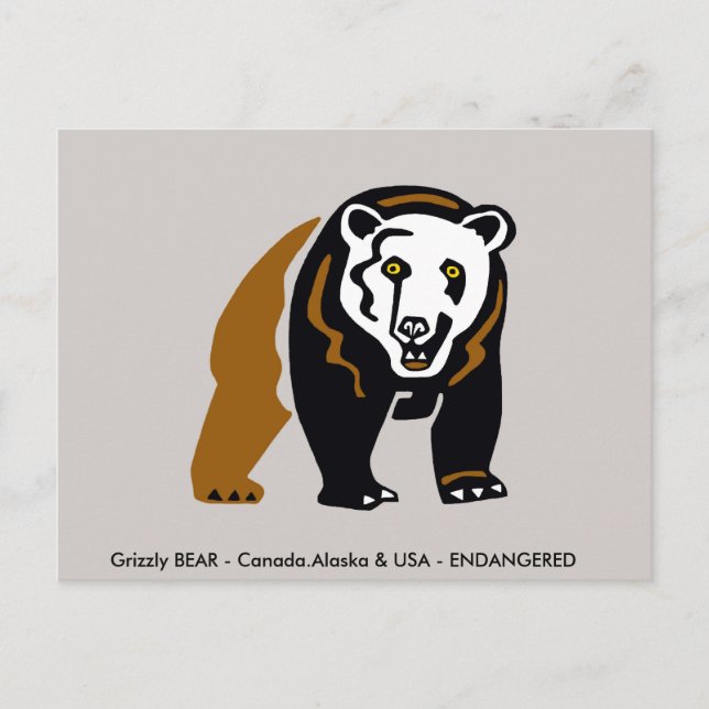 Handgezogener Grizzle BAR - Wildtiere Postkarte (Vorderseite)