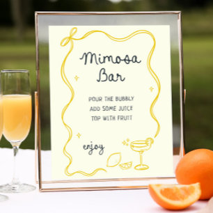 Handgezogener Hauptpresse Mimosa Bar Poster