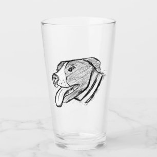 Handgezogener Hundehundefreund Glas