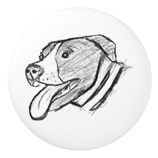 Handgezogener Hundehundefreund Keramikknauf (Vorderseite)