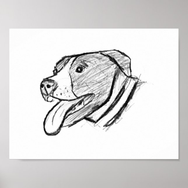 Handgezogener Hundehundefreund Poster (Vorne)