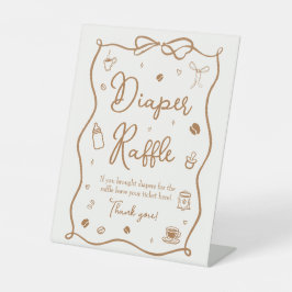 Handgezogener Kaffee Babydusche Windelwanne Sockelschild