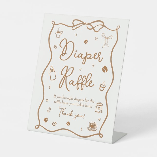 Handgezogener Kaffee Babydusche Windelwanne Sockelschild (Vorderseite)