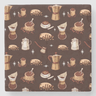 Handgezogener Kaffee, Bohnen & Cup Steinuntersetzer