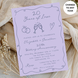 Handgezogener Lavendel jedes Jahr Hochzeitstag Einladung