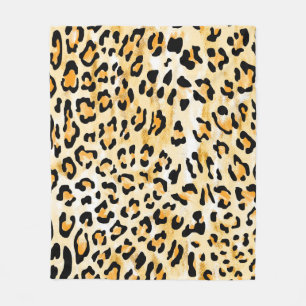 handgezogener, nahtloser gelb-weißer Leopard Fleecedecke
