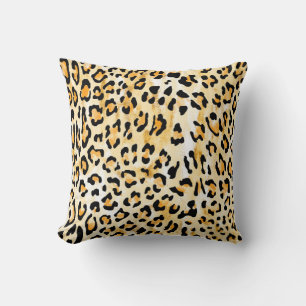 handgezogener, nahtloser gelb-weißer Leopard Kissen