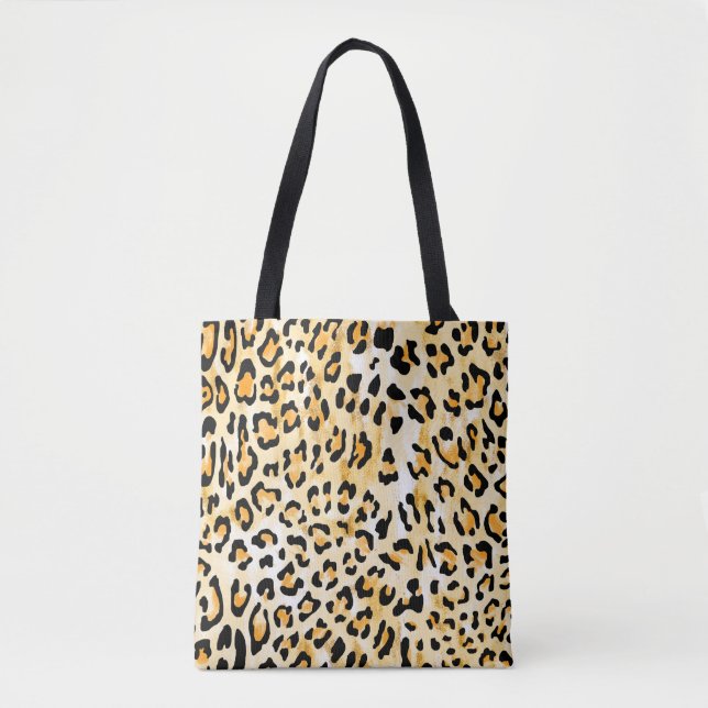 handgezogener, nahtloser gelb-weißer Leopard Tasche (Vorderseite)