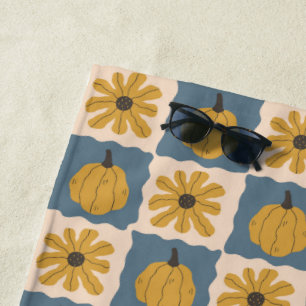 Handgezogener Pumpkin-Karo Drucktuch Strandtuch