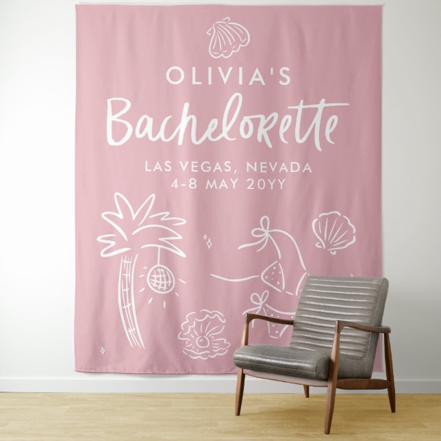 Handgezogener Toast an der Küste Wandteppich (Beispiel)