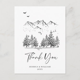 Handgezogener Wald Danke Postkarte