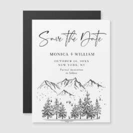 Handgezogener Wald Save the Date Magnetkarte