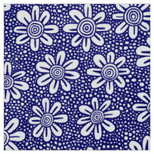 Handgezogenes Blume Muster 140617 - Tiefe Marine Stoff