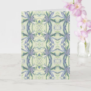 Handgezogenes Cyanus-Floral-Muster Leere Karte
