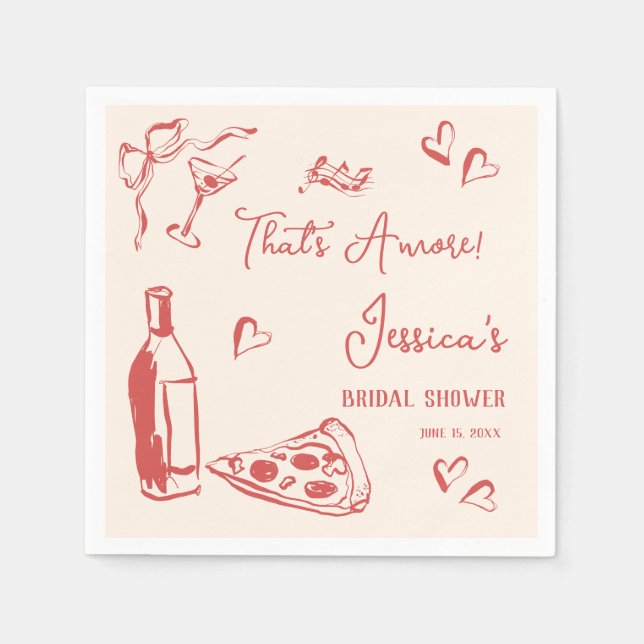 Handgezogenes Doodle-Brautparty Das ist mehr Pizza Serviette (Vorderseite)