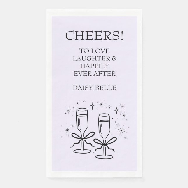 Handgezogenes Doodle-Brautparty Lila Serviette (Vorderseite)