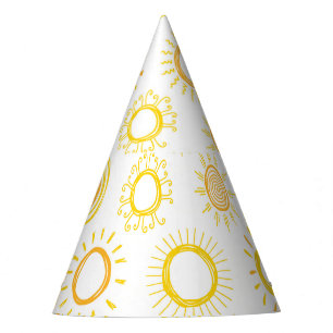Handgezogenes Doodle-Sonnen-Muster Partyhütchen