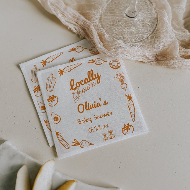 Handgezogenes Gemüse, selbst geerntet, Babydusche Serviette (Von Creator hochgeladen)