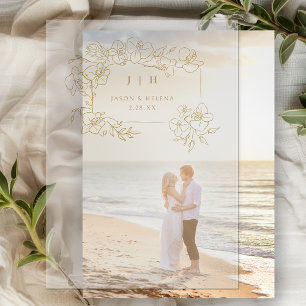 Handgezogenes Gold Bloral Save the Date