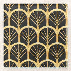 Handgezogenes Gold Imitation Wasserfarbe Glasuntersetzer