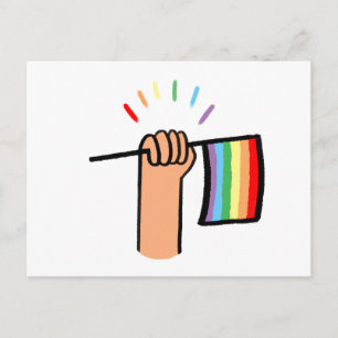Handgezogenes Hand Waving a Rainbow Flag Postkarte