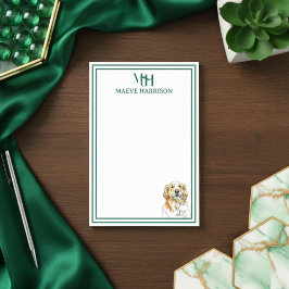 Handgezogenes Monogramm, Goldenes Retriever Post-it Klebezettel