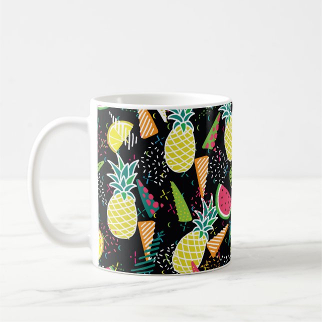 Handgezogenes nahtloses Muster mit Wassermelone Kaffeetasse (Links)