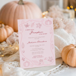 Handgezogenes Pink Kleine Pumpkin Baby Girl Dusche Einladung
