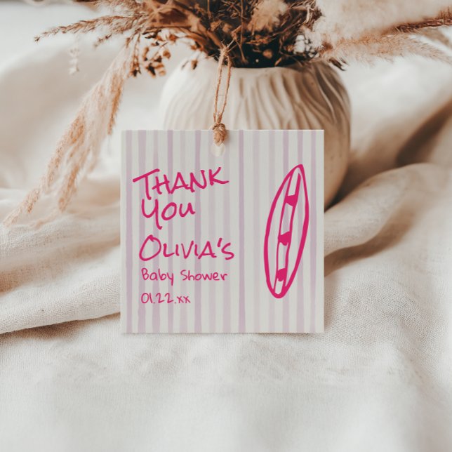 Handgezogenes pinkes Baby an Bord Babydusche Geschenkanhänger (Von Creator hochgeladen)