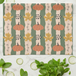 Handgezogenes Pumpkin & Leaf Muster Küchentücher