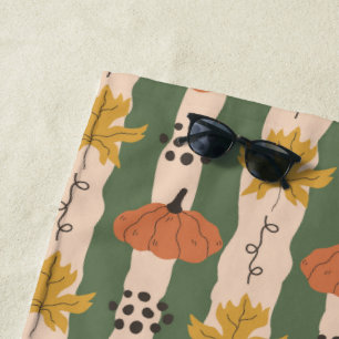 Handgezogenes Pumpkin & Leaf Pattern Strandtuch