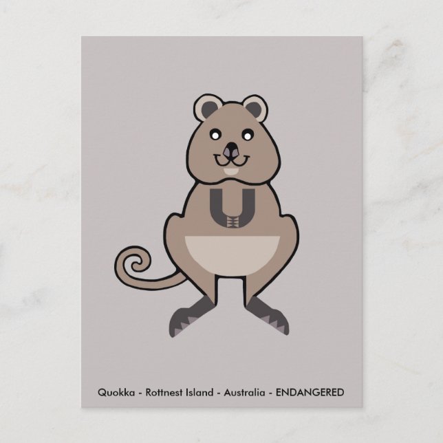 Handgezogenes QUOKKA - Marsupial - gefährdetes Tie Postkarte (Vorderseite)