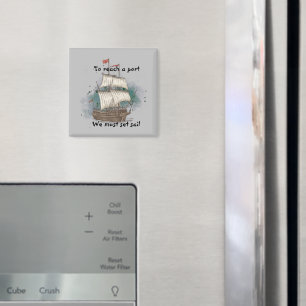 Handgezogenes Schiff mit Bow-Welle auf Splash-Hint Magnet