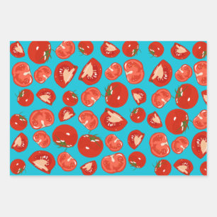Handgezogenes Tomatenwackelpapier Geschenkpapier Set