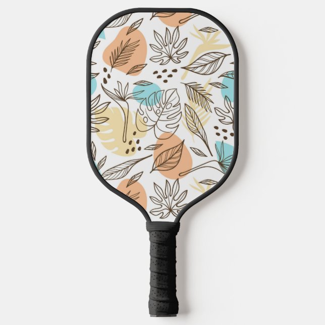 Handgezogenes tropisches Muster Pickleball Schläger (Vorderseite)